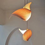 Lámpara colgante de madera japonesa, diseño plisado hecho a mano