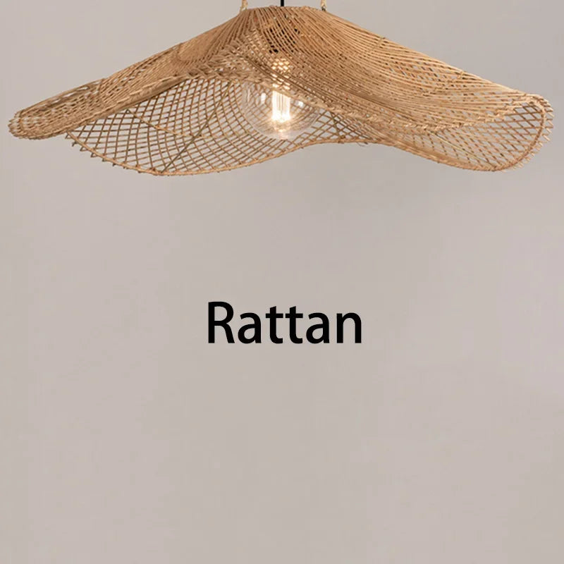 Lámpara Colgante Retro de Ratán para Comedor y Cafetería