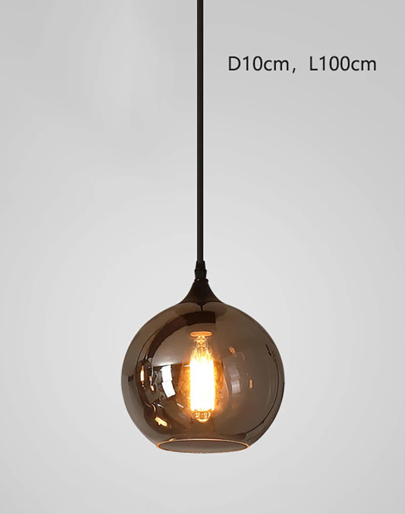 Nordic Smoke Glass Pendant Light for Dining Room
