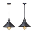 Retro Industrial Black Cone Pendant Light with Brass Fitting for Kitchen