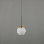 Nordic Glass Ball Pendant Light 15cm with Brass Stem for Bedside