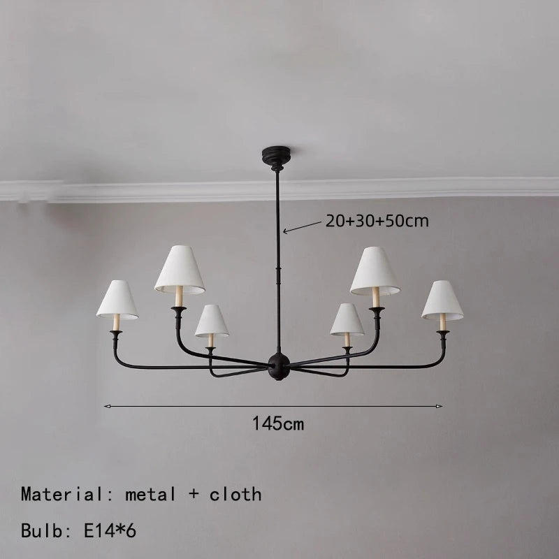 Modern Black Pendant Light Fabric Shade Crystal Accents