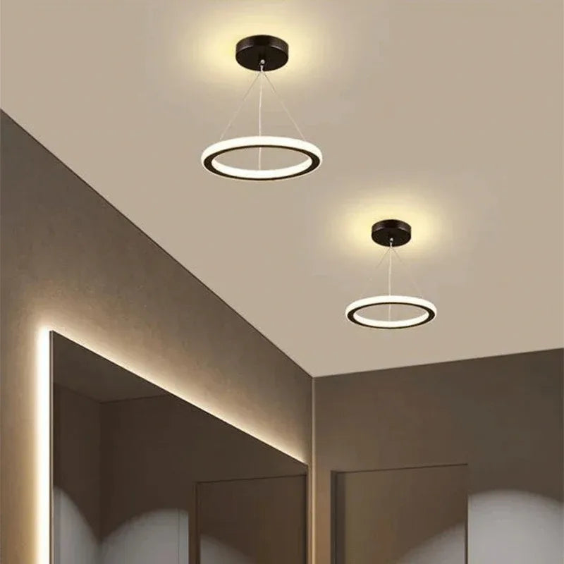 Nordic Iron Pendant Light with LED Ring Design