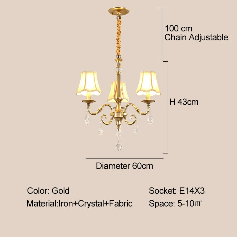 Gold Crystal Chandelier Pendant Light for Living Room