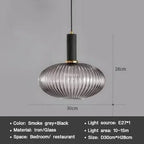 Vintage Striped Glass Pendant Light in Green Gray and Amber for Kitchen Island