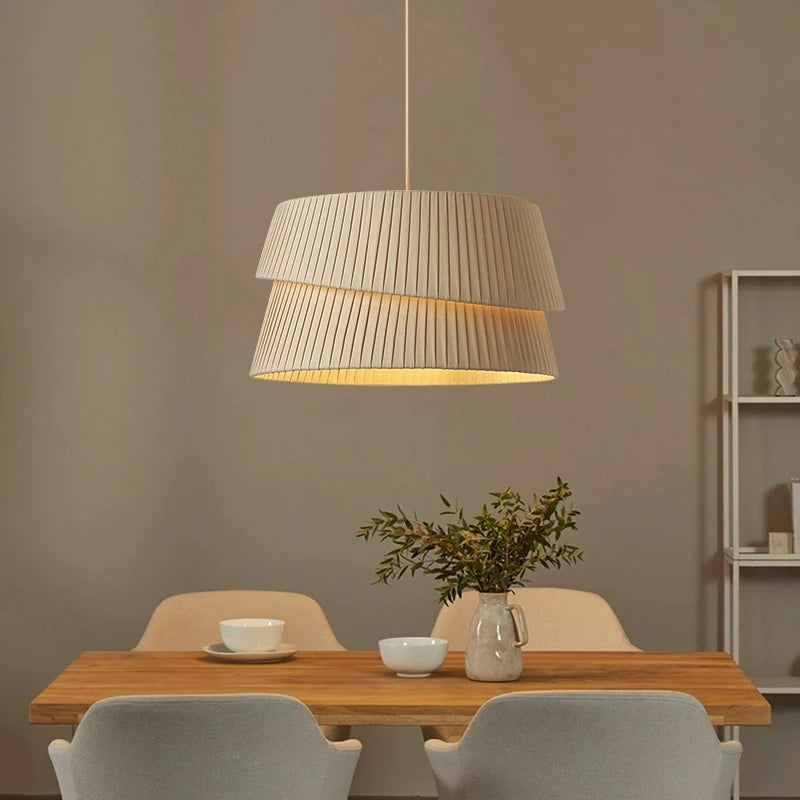 Nordic Minimalist Iron Pendant Light with Fabric Shade