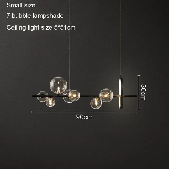 Modern Ring Glass Ball LED Chandelier Iron Frame