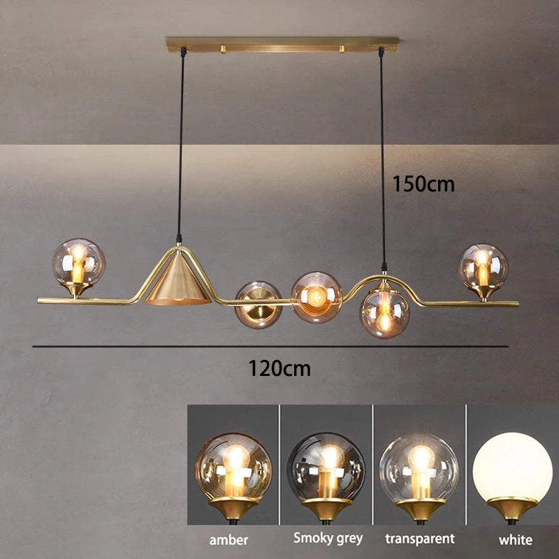 Lámpara Colgante Nórdica de Hierro y Cristal para Comedor