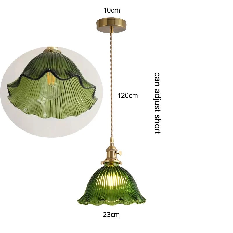 Retro Colored Glass Pendant Light Collection with Brass Fitting for Cafe