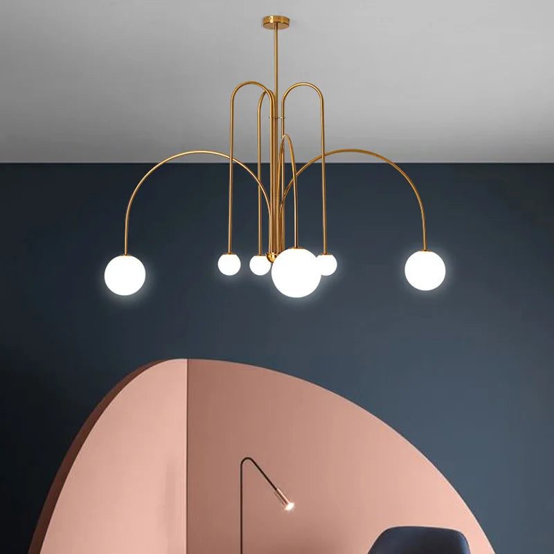 Nordic Minimalist Pendant Light for Living Room Restaurant Lamp Cafe Clothing Store Art Black Gold Red Chandelier