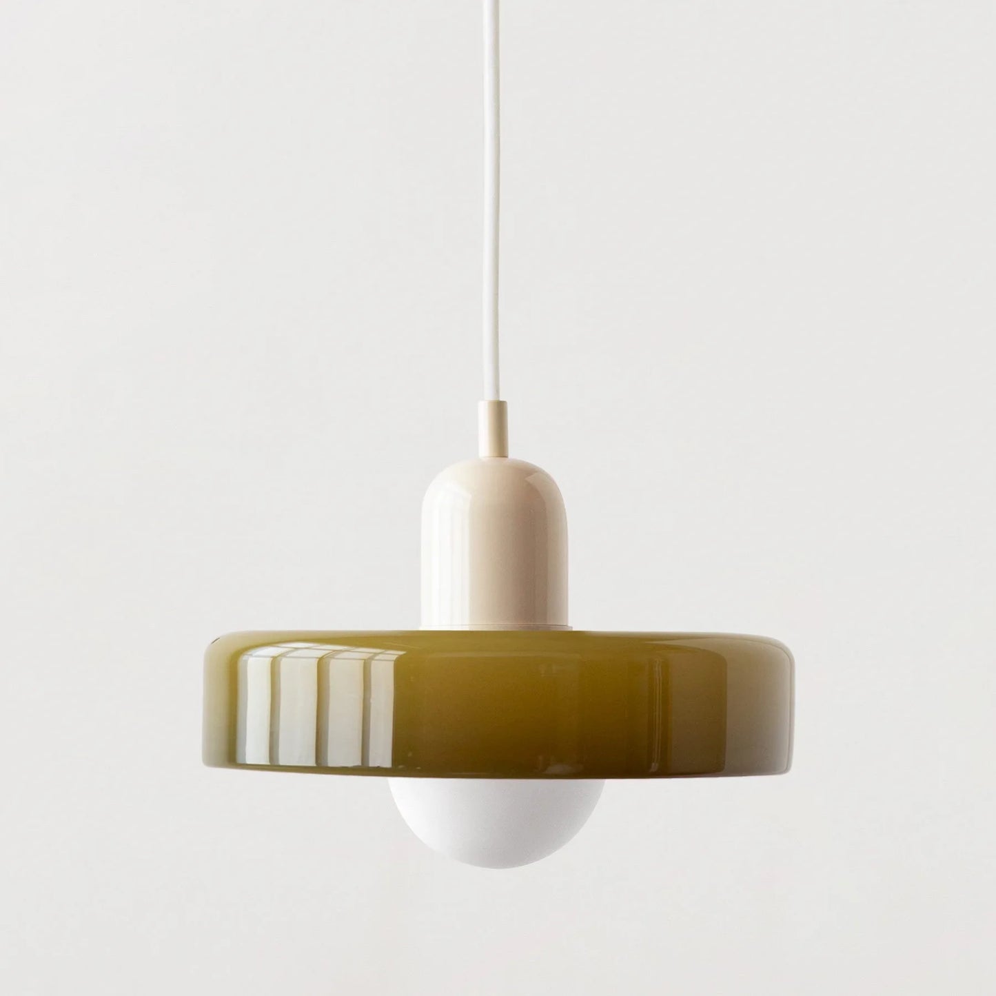 Nordic Glass Pendant Light with Colored Metal Shade