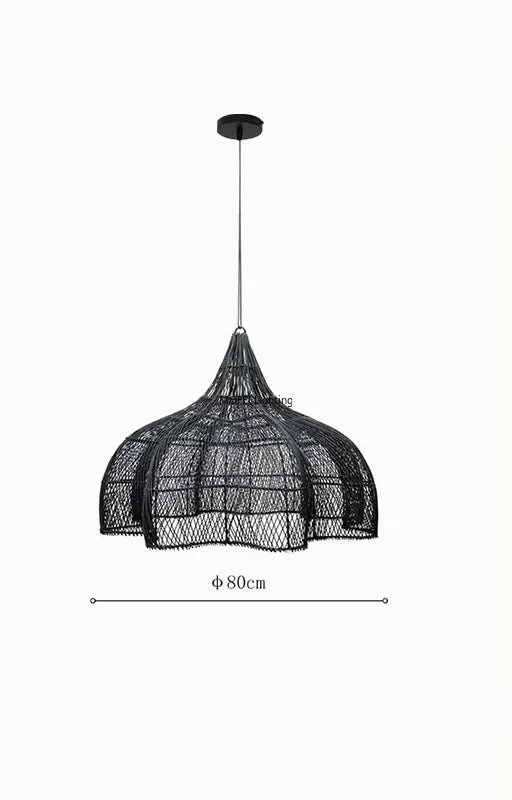 Retro Rattan Pendant Light - Wabi-Sabi Design