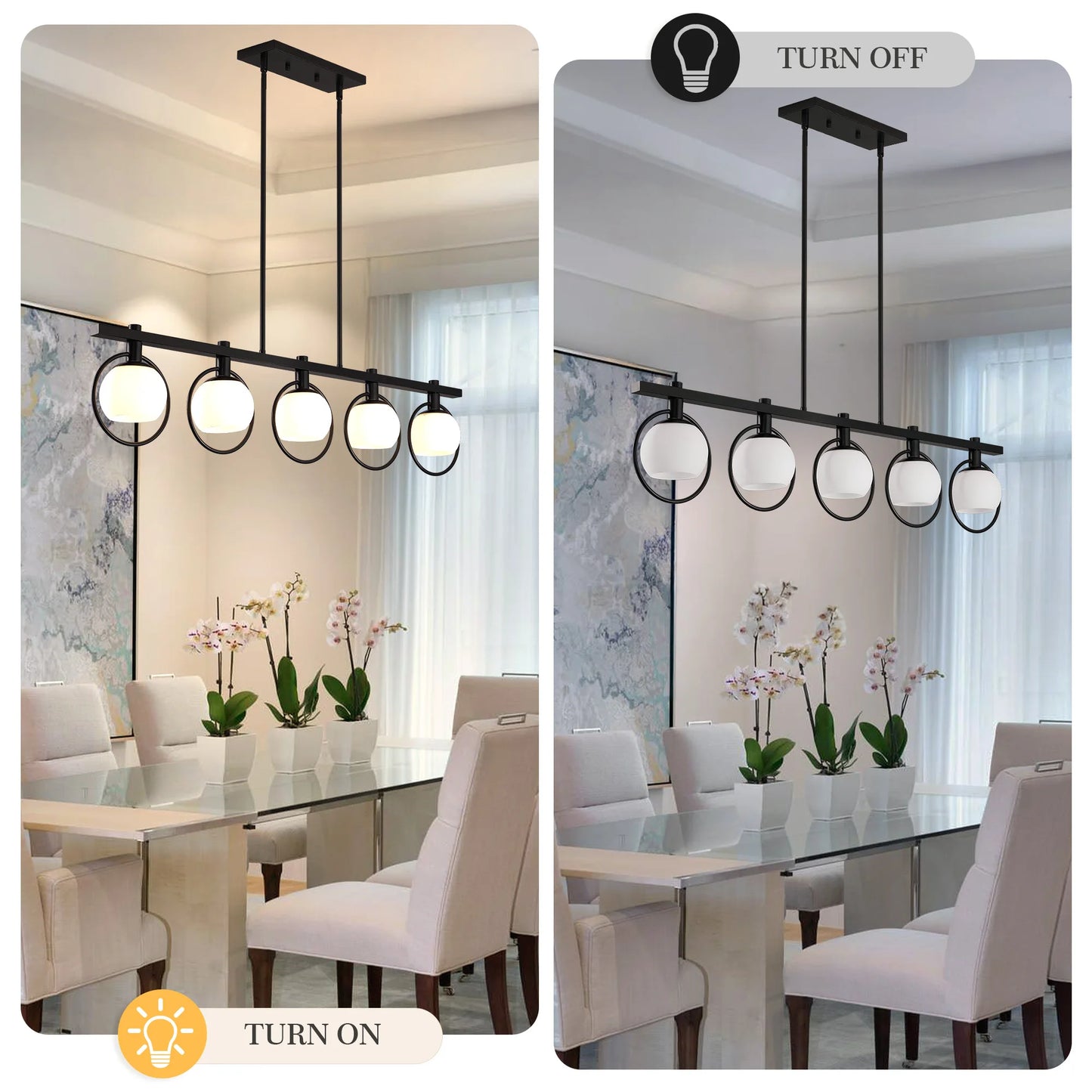 Minimalist Iron Glass Pendant Light 5-Light