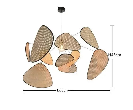 Araña de techo LED moderna y creativa con forma de pétalo de ratán, lámpara colgante de sauce, para sala de estar, dormitorio, té, decoración de iluminación interior