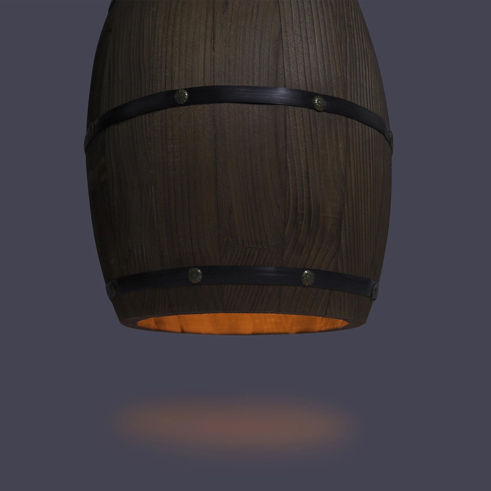 Lámpara colgante de barril de madera retro para comedor y bar