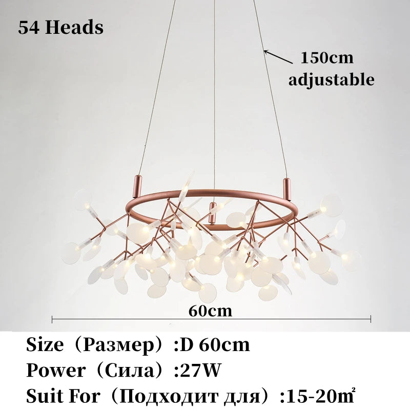 Lámpara nórdica de techo de lujo moderna para sala de estar o cocina, con forma de luciérnaga, LED, colgante, de interior, creativa, para habitación infantil, con anillos de luz