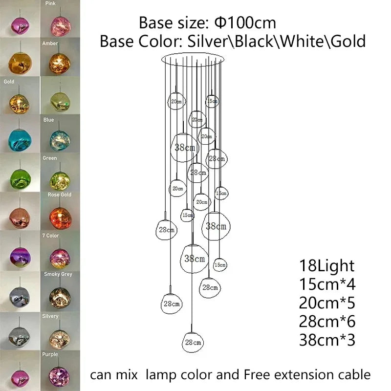 Nordic Glass Pendant Light - Lava Design Hanging Lamp