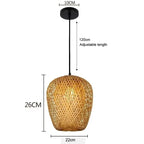 Bamboo Hand Weaving Pendant Lights 36cm Hanging LED Ceiling Lamp Chandelier Fixture Rattan Hand Craft Woven Home Bedroom Decor
