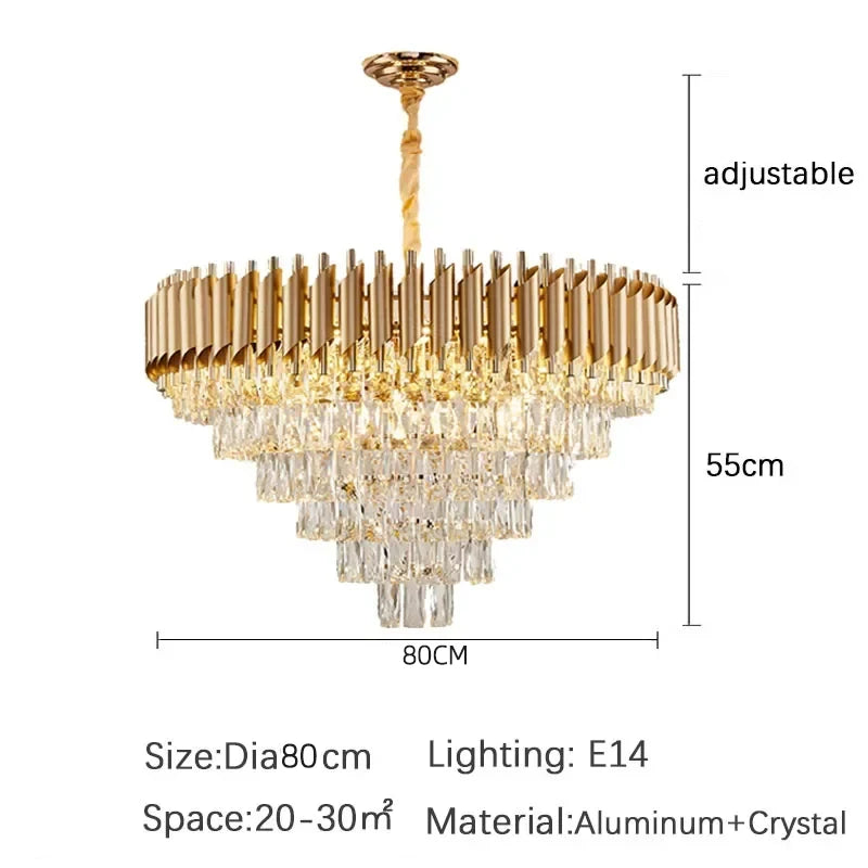 Black Gold Crystal Chandelier Modern Ceiling Light
