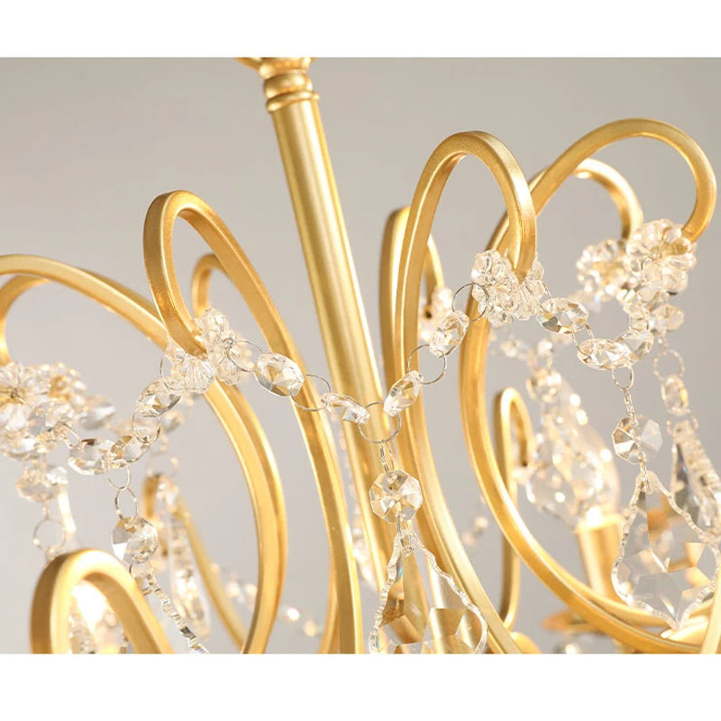 Lámparas de araña clásicas doradas, luces de techo de cristal de hierro forjado, lámpara colgante para sala de estar, dormitorio, comedor, iluminación de suspensión.