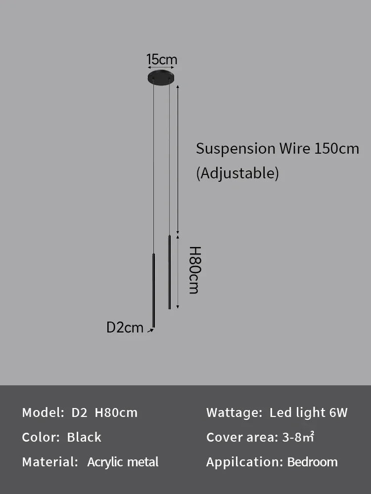 Minimalist Iron Pendant Light for Bedroom Bedside