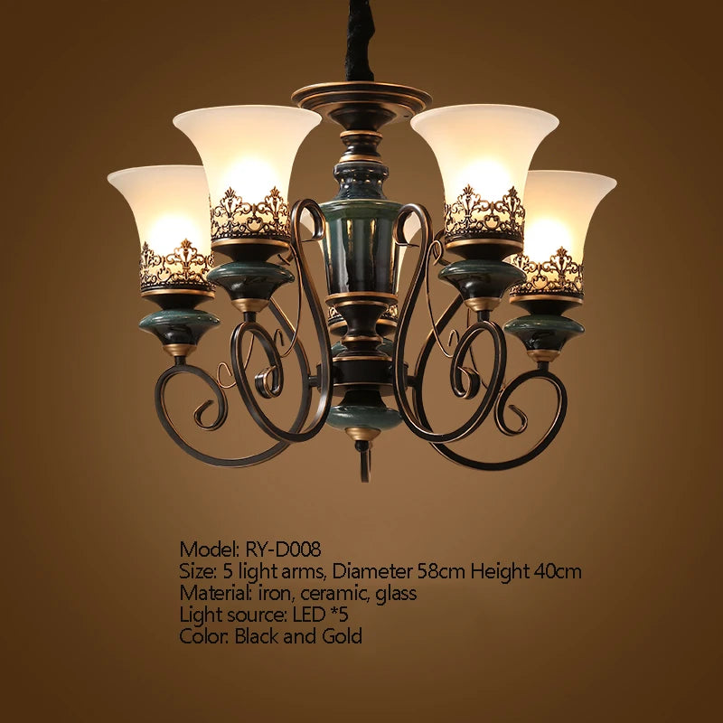 European Luxury Glass Chandelier Iron Frame