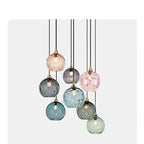 Nordic Dimpled Glass Ball Pendant Light in Jewel Colors for Kitchen