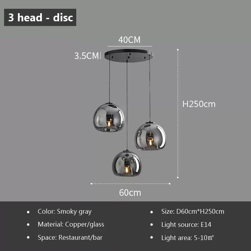 Nordic Glass Pendant Light with Iron Finish