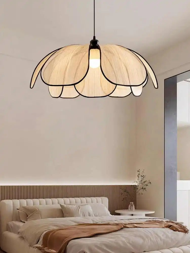Vintage Hand Woven Fabric Lotus Chandelier for Dining Room and Bedroom