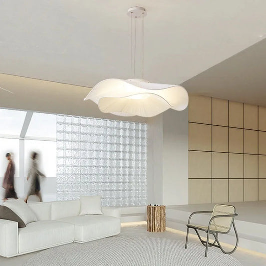 Minimalist White Fabric Pendant Light for Dining Room