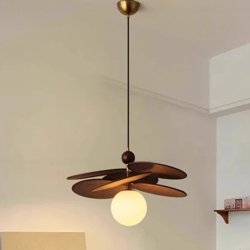 Retro Wood Pendant Light with Glass Globes