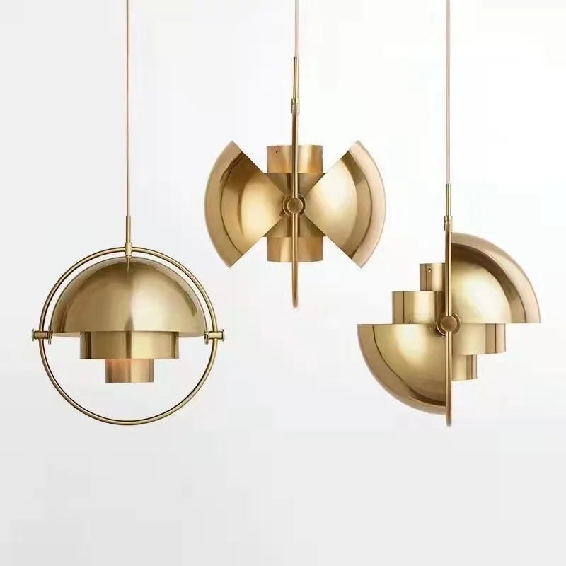 Danish Style Multi Shade Brass Pendant Light 28cm for Dining Room