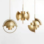 Danish Style Multi Shade Brass Pendant Light 28cm for Dining Room