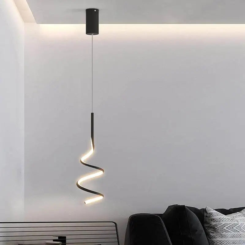 Nordic LED Spiral Pendant Light for Bedroom