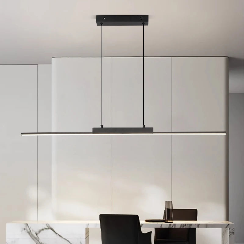 Minimalist Iron Linear Pendant Light for Dining Room