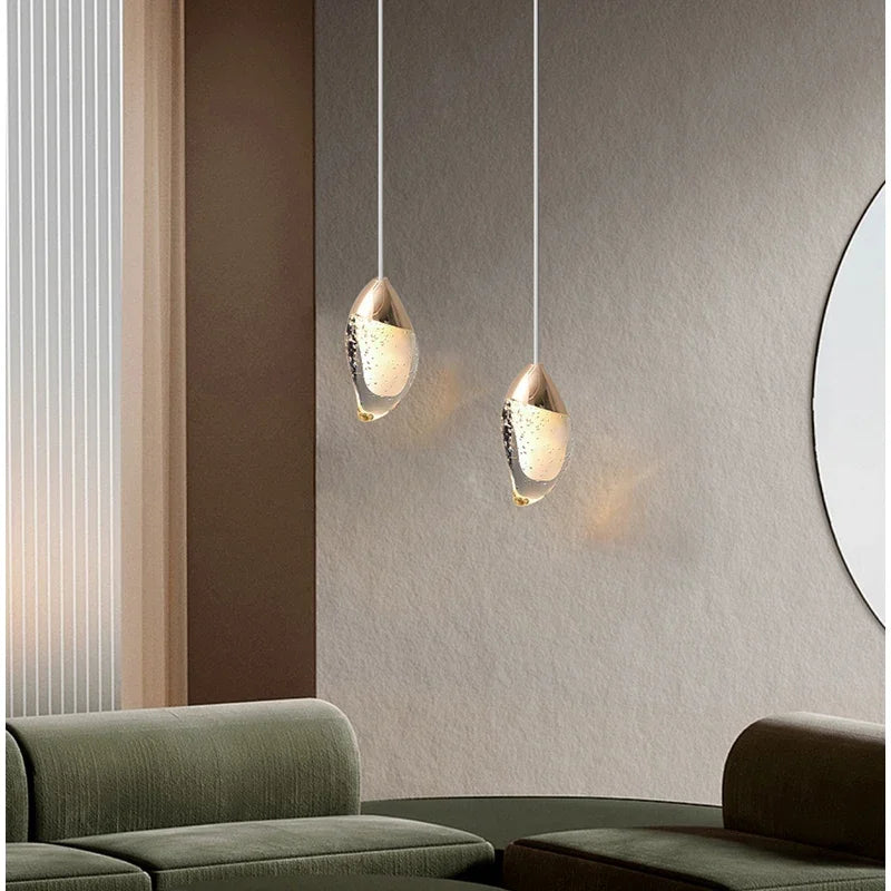 Crystal Glass Pendant Light for Bedroom & Dining