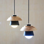 Nordic Wood and Macaron Metal Two Tier Pendant Light for Dining Nook