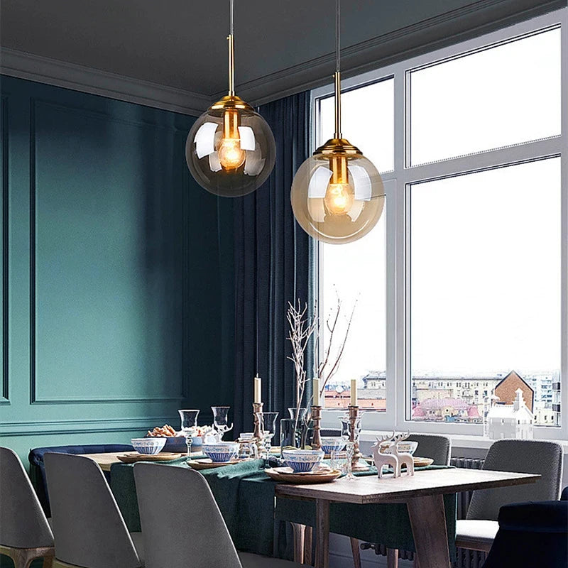 Nordic Glass Metal Pendant Light for Dining Room