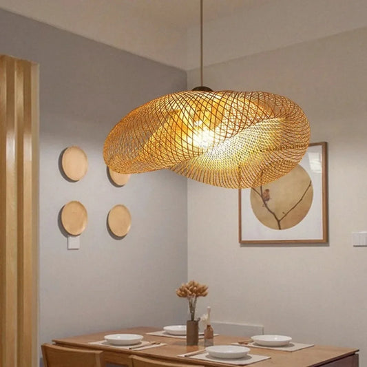 Nordic Rattan Woven Pendant Lamp for Dining Room