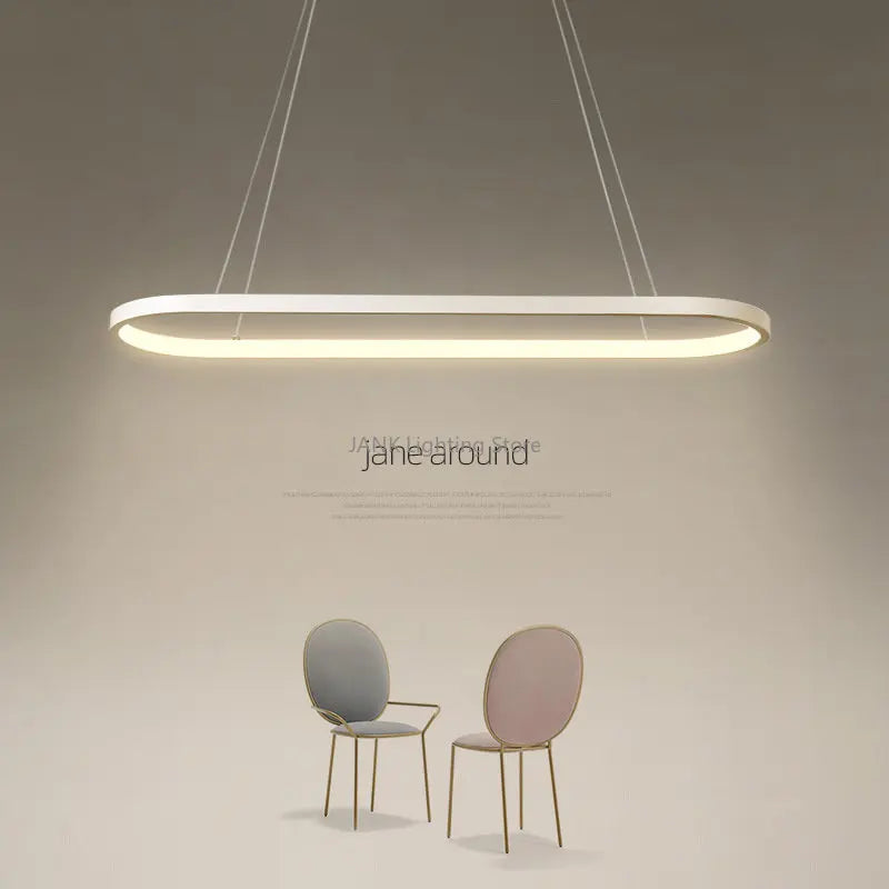 Lámpara colgante LED minimalista con diseño de tira ovalada