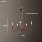 Candelabro de hierro negro con detalles de cristal