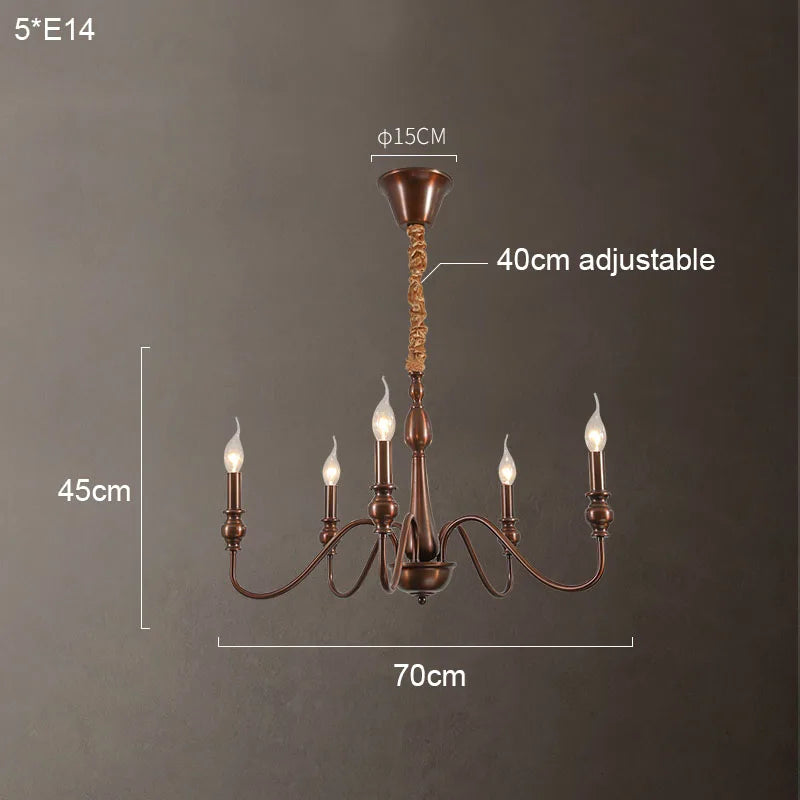 Candelabro de hierro negro con detalles de cristal