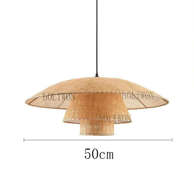 Vintage Rattan Pendant Lamp Handmade Suspension