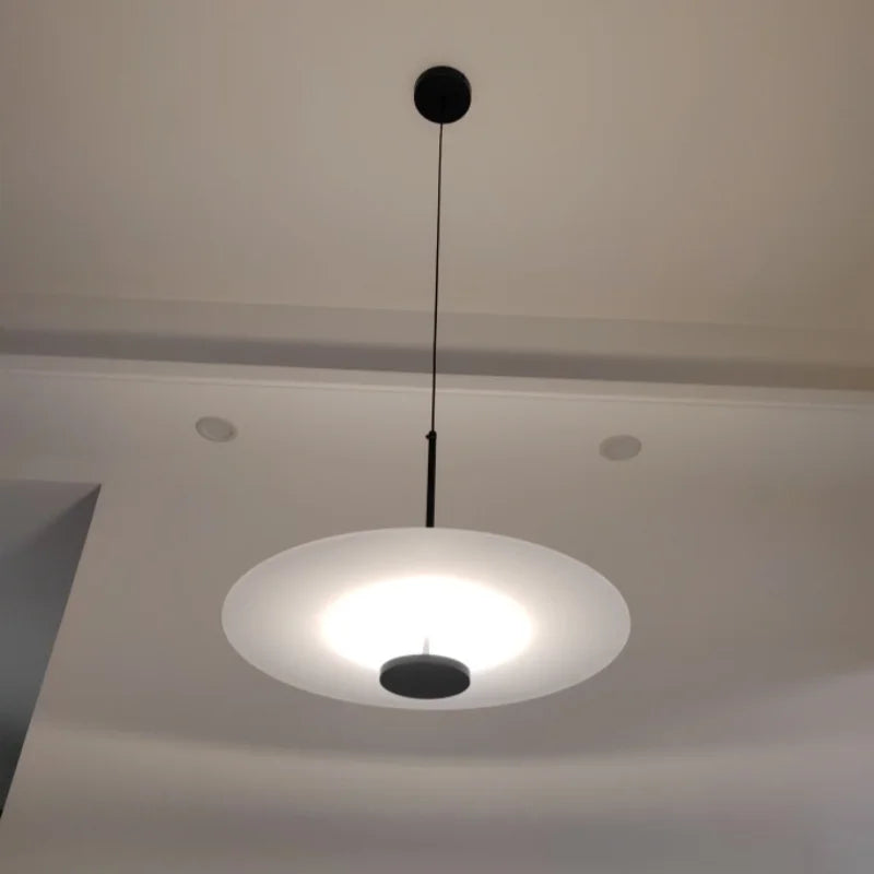 Minimalist Black Metal Disc Pendant Light for Dining