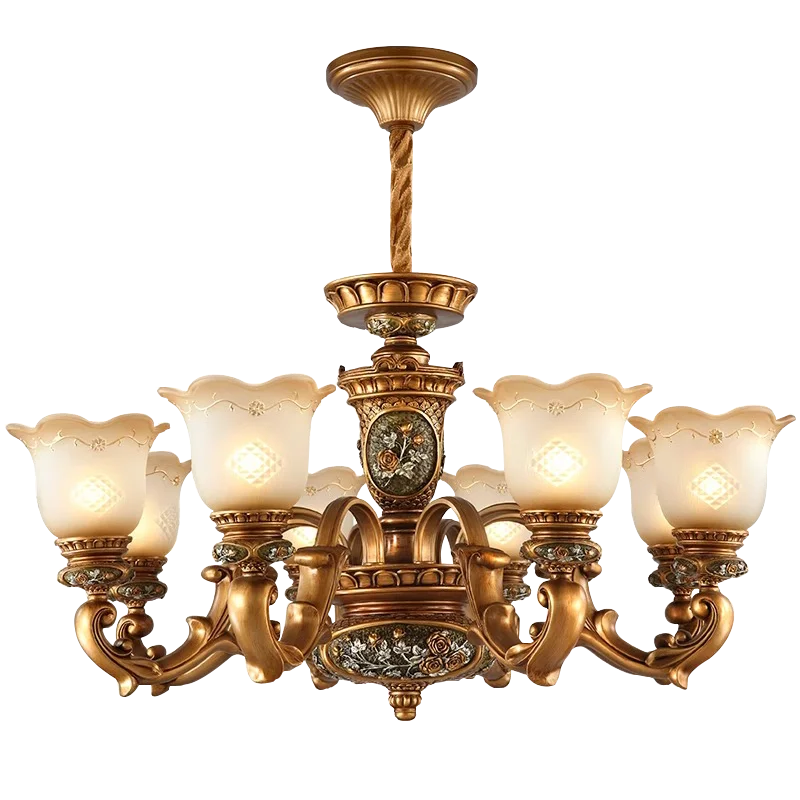 Lámpara colgante de estilo europeo Lámpara de sala de estar Lámpara colgante de hierro y resina para restaurante Retro Villa Dúplex Luminaria