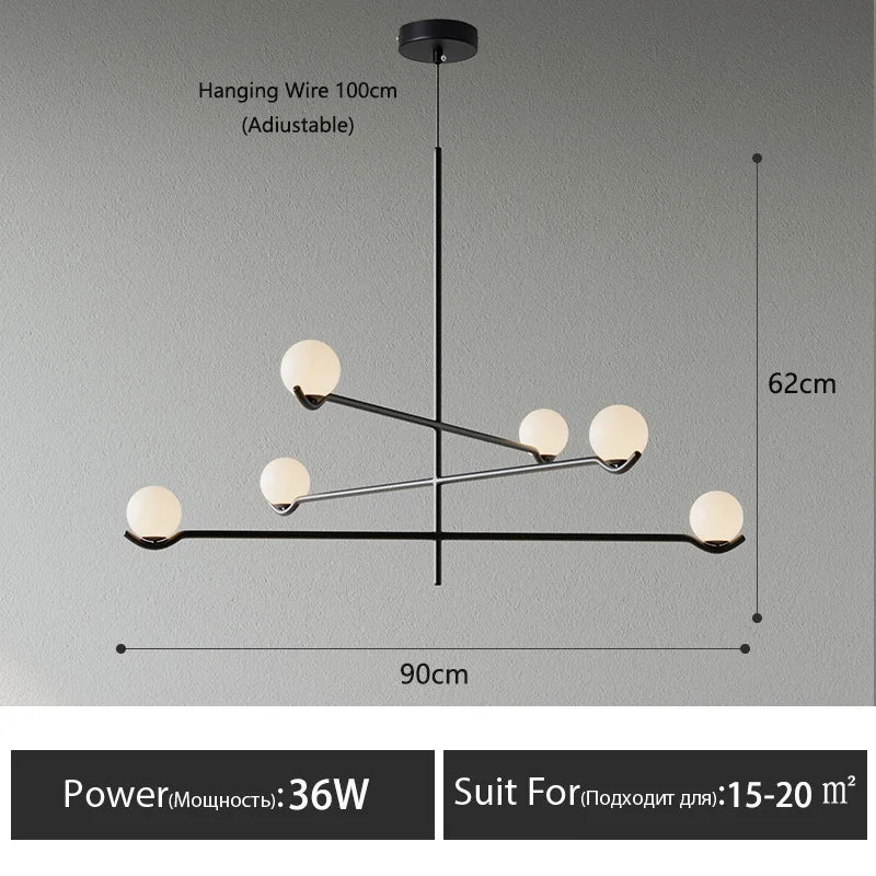 Minimalist Iron Glass Pendant Light for Living Room