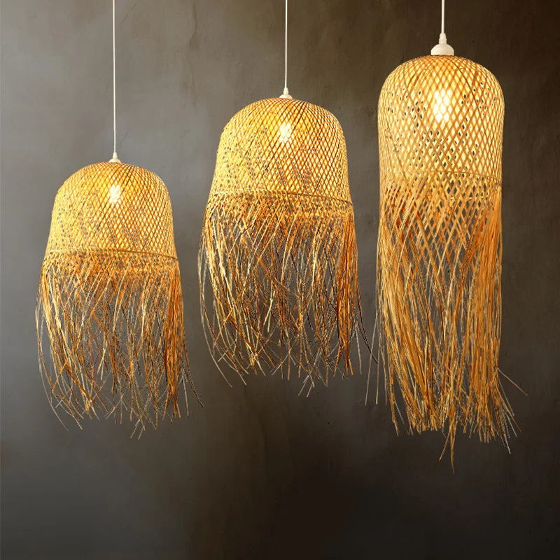 Retro Rattan Pendant Light for Kitchen & Dining
