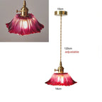 Vintage Flower Petal Glass Pendant Light with Brass Stem for Kitchen