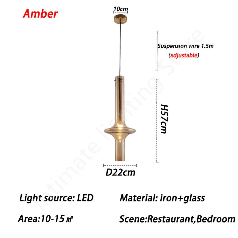Lámpara colgante de tubo de cristal nórdico, diseño minimalista