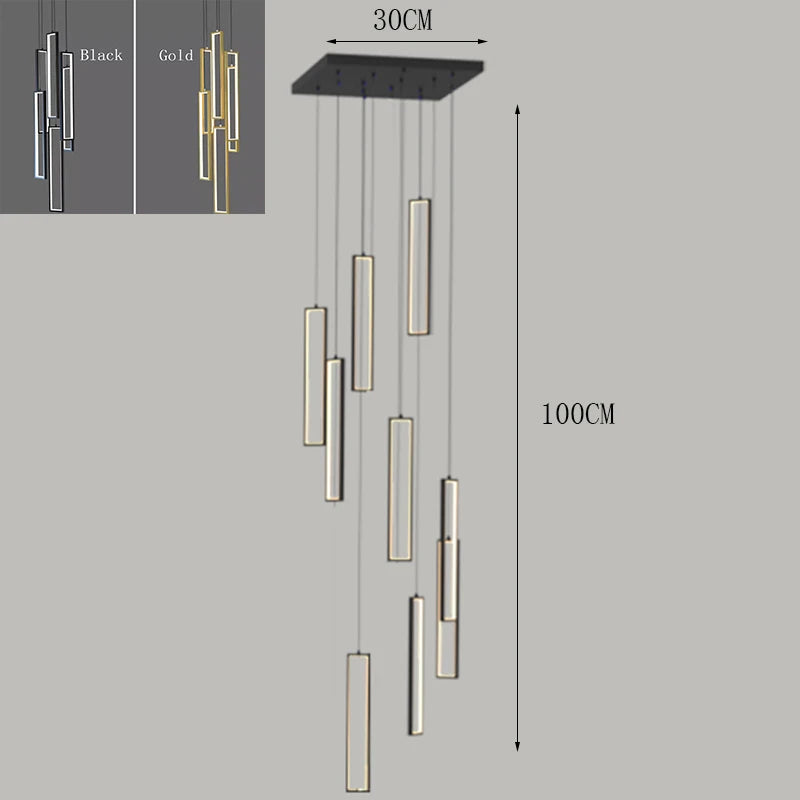 Lámpara colgante dorada minimalista para hueco de escalera
